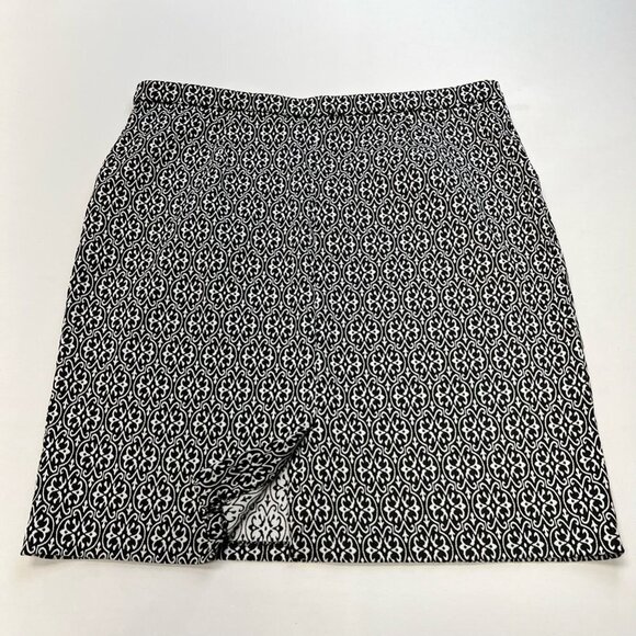 Db Established Womens A Line Skirt Black White Knee Length Stretch Slit Plus 1X - Picture 6 of 11